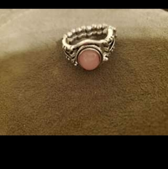 Light pink beaded stretchback ring